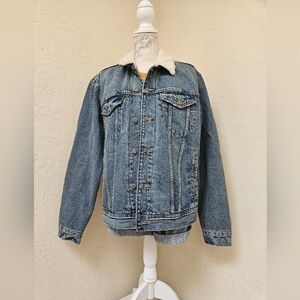 Old Navy Blue Denim Winter Jacket Large NEW For Men